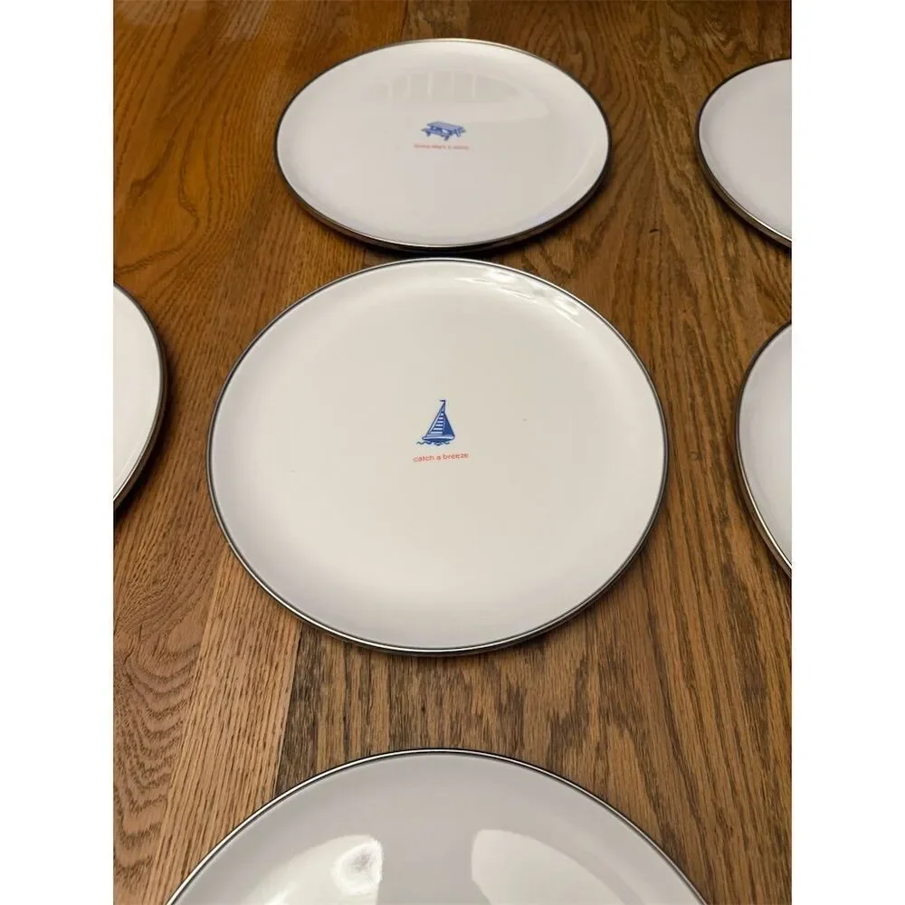 Hallmark Blue Nautical Melamine Plates Set of 7 10 Inch